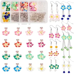 16 Pairs Polymer Clay 3D Flower Stud Dangle Earring Making Kits - Hawaiian Plumeria Floral Beads with Earring Hooks &  Ear Stud