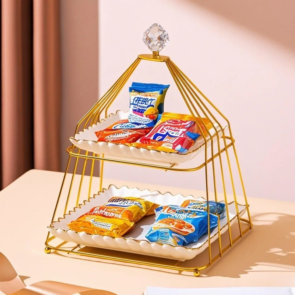 

Suitable for Nordic Dessert Wave Plate Cake Rack Double Layer Three Layer Party Snack Plate Afternoon Tea Display Rack Shelf