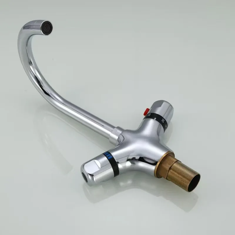 

Flexible Thermostatic Faucet for Basin/Kitchen 360 Degree Rotatable Bathroom Mixing Tap Deck Mounted Brass Thermostatic Mixer