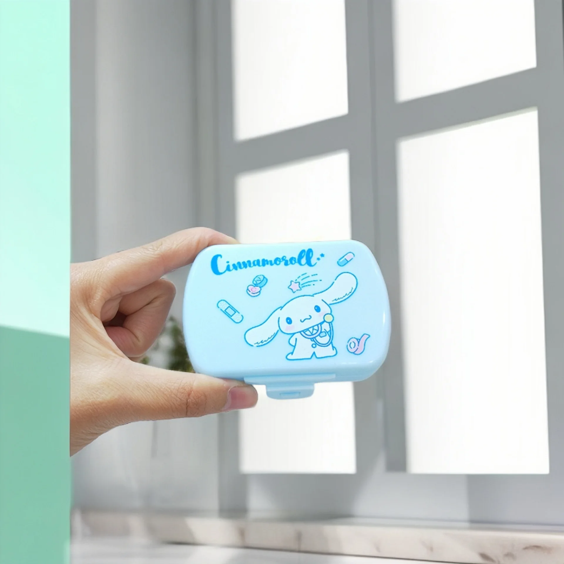 Śliczny Sanrio Cartoon Kurlomi Cinnamoroll Melody Kt sześciokomorowy Mini przenośny Tablet pojemnik na żywność zabawka dla dzieci prezent dla dziewczynki