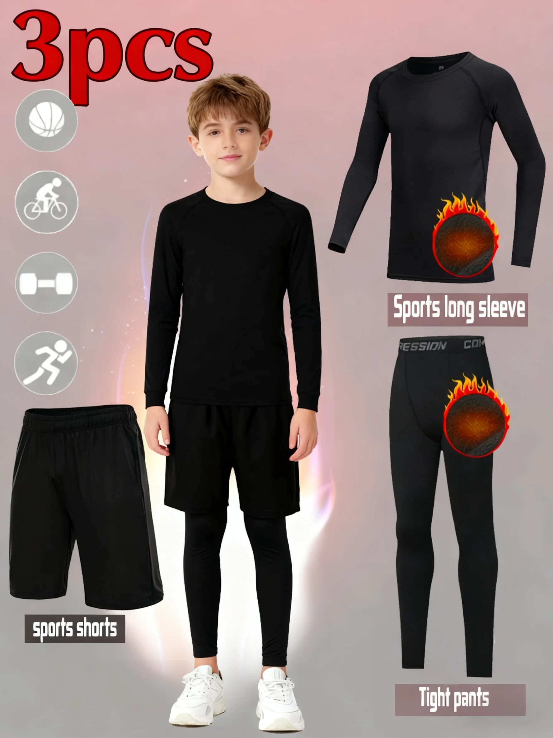 Children’s Thermal Underwear Set – Soft Warm Seamless Long Johns for Boys Ages 3-13 Autumn Winter
