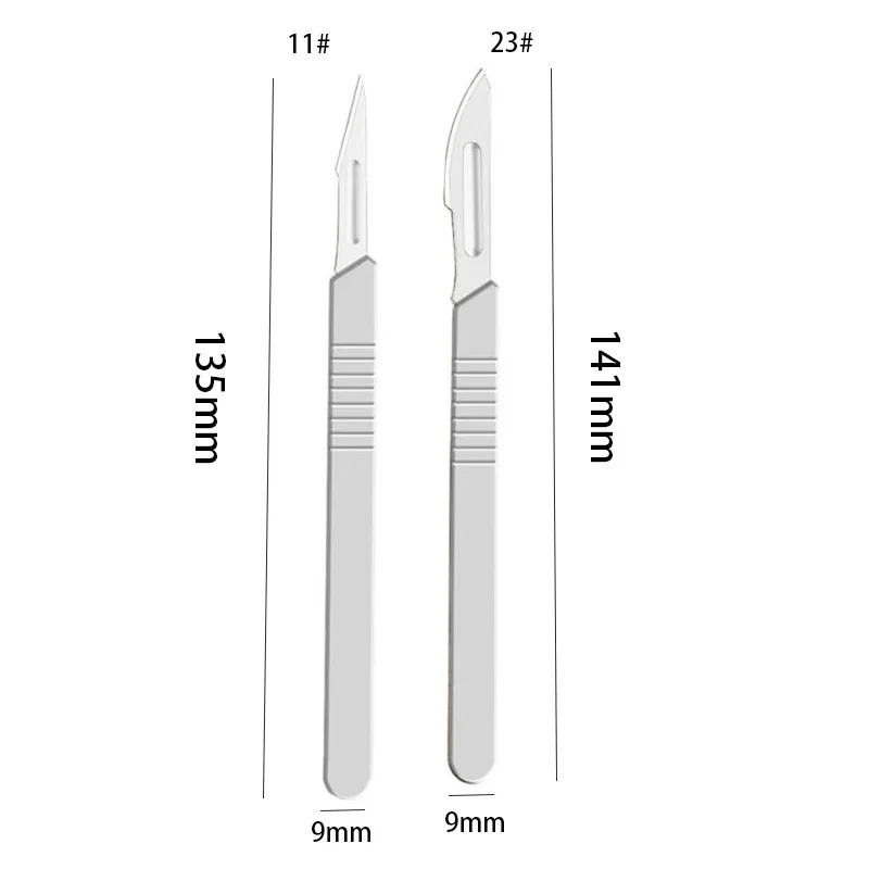 11# 23# Industrial Carbon Steel Scalpel Blades Stainless Steel Handle Scalpel for Biology Anatomy Practicing Cutting Sculpting