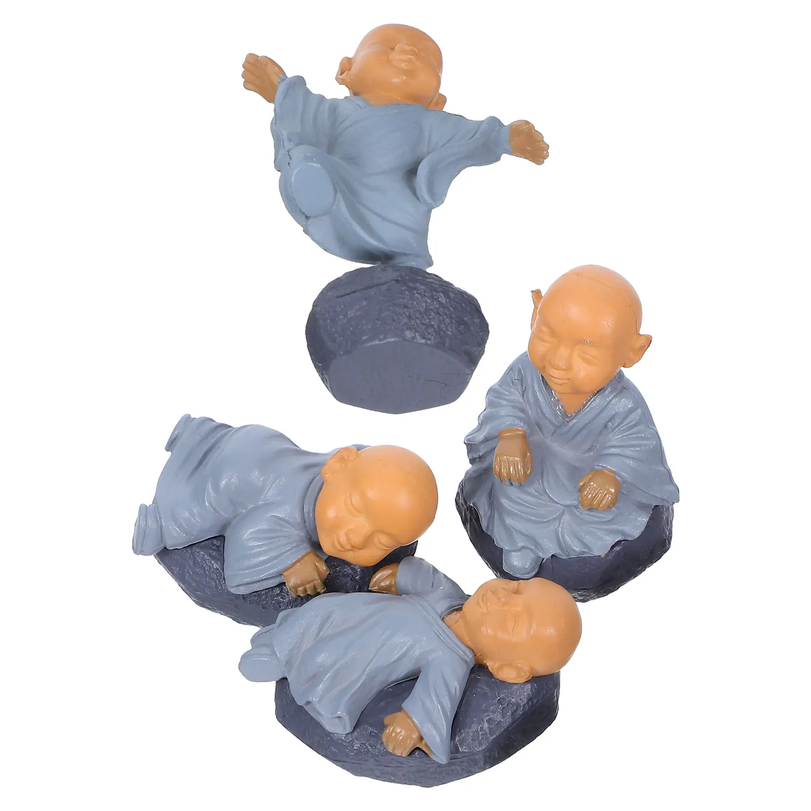 

4 Pcs Mini Plant Figurine Cute Resin Statues Desk Nightstand Garden Decoration Lightweight Portable Miniature Crafts