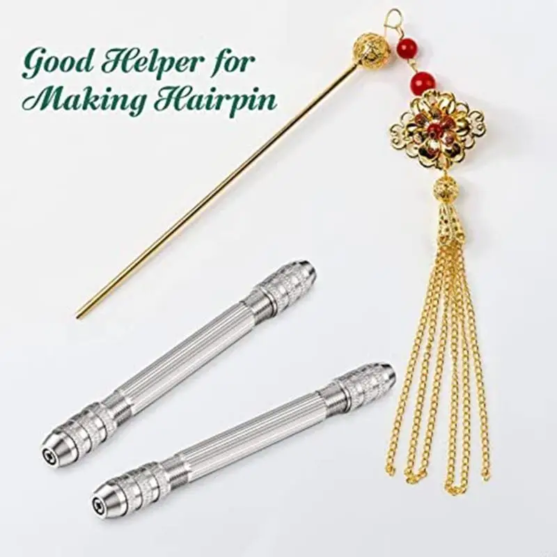  Double End Pin Vise Hand Chuck + Micro Twist Drill Bit Jewelry Watch Repair Tool