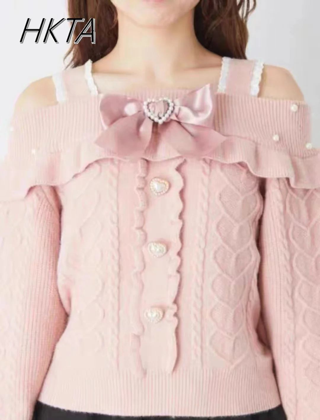 Pull japonais Lolita avec nœud papillon pour femme, super doux, doux, doux, amour, jarretelles, nouveau, automne, hiver