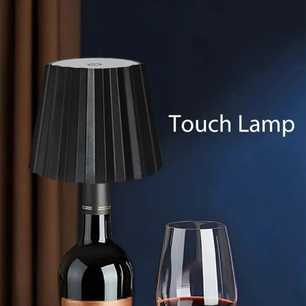 LED Wine Wireless Table Lamp Bottle Base Rechargeable Vases Light Touch Switch Bar Dining Lamp