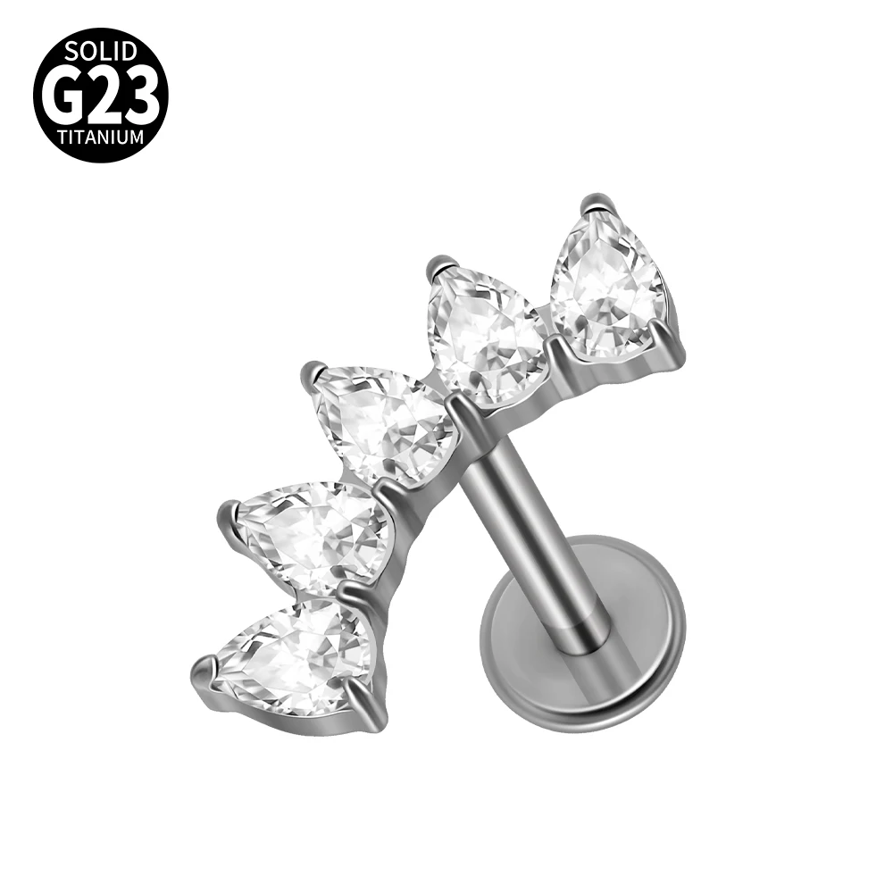 G23 Titanium Star Zircon Lip Studs