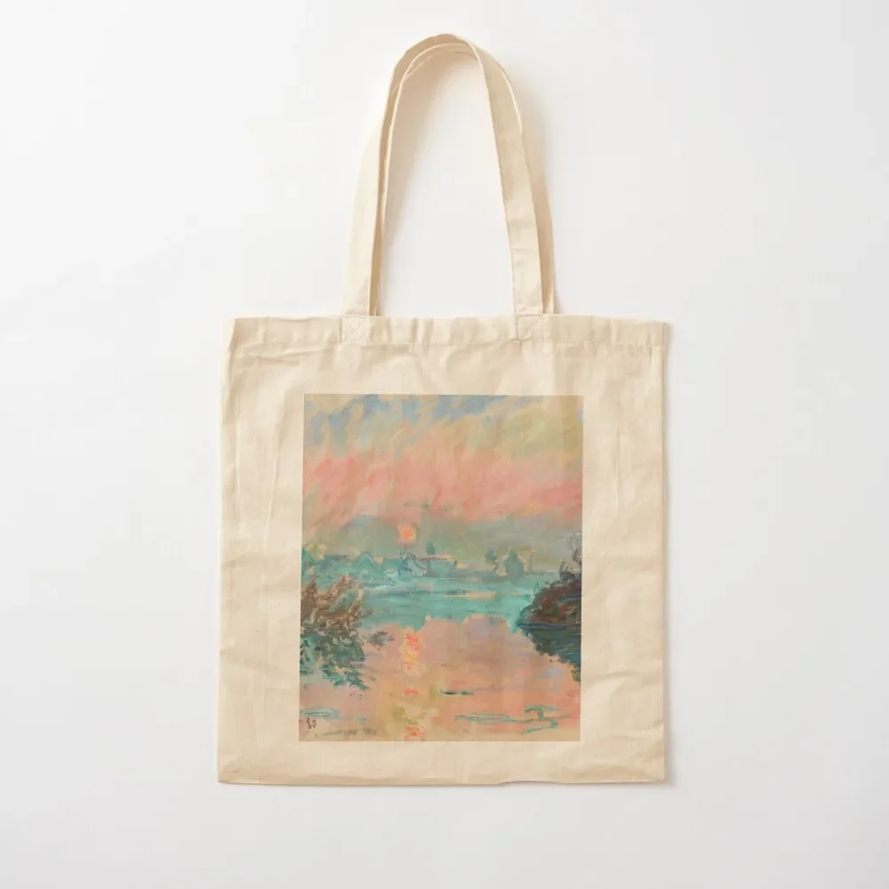 

Claude Monet - Soleil Couchant Sur La Seine à Lavacourt Late Sunset at Lavacourt Tote Bag reusable shopping bag Tote Bag