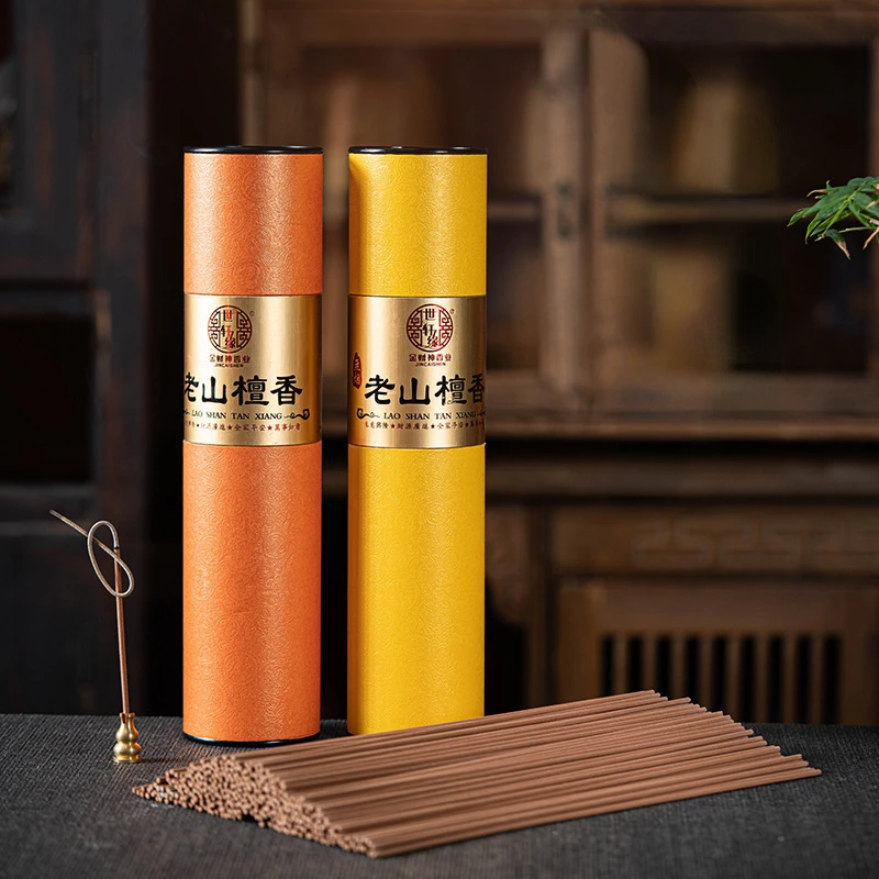 F 200g Smokeless Laoshan Sandalwood Incense Sticks Chinese Incense for Living Room Home Yoga Fragrance Clean Air Sleep Aid Scent