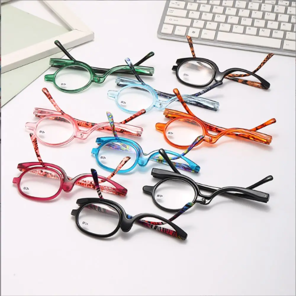 +1.0~+4.0 Diopter Rotating Makeup Reading Glasses Colourful Frame Eyewear Folding Eyeglasses Vision Care Flip Down Lenses