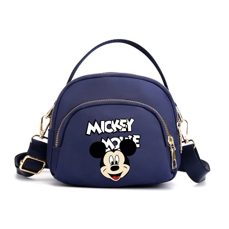 Mickey Mouse Series Solid Color Shoulder Bag Disney Nylon Shoulder Bag for Women Cartoon Large Capacity Three-layer Shoulder Bag