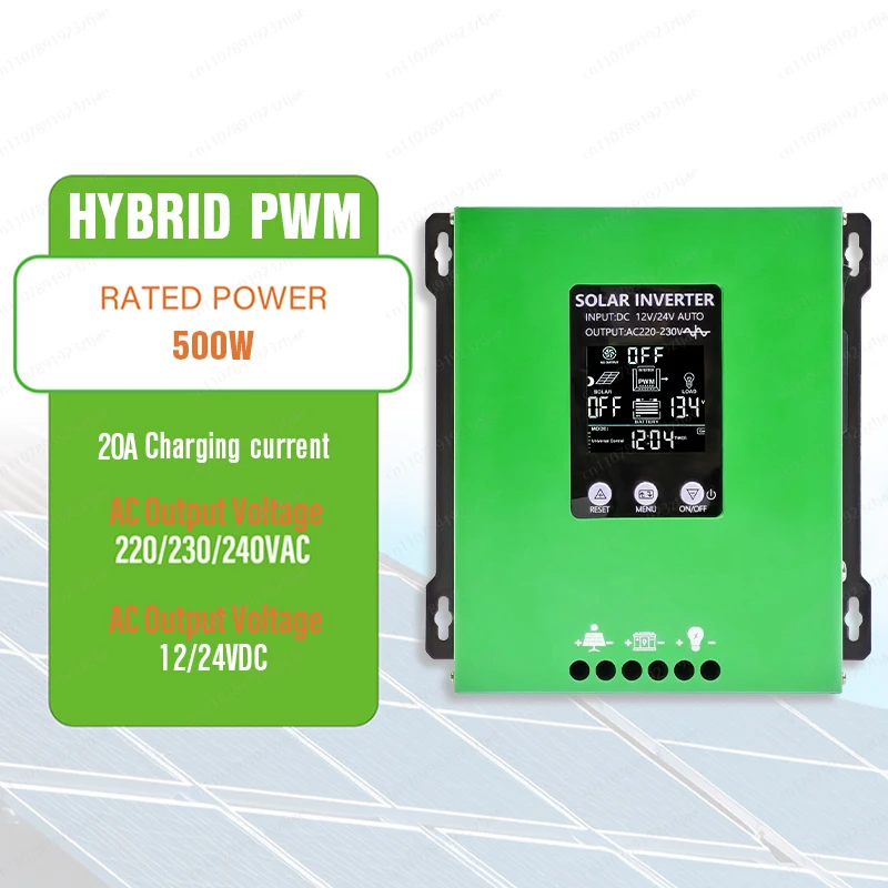 Solar Inverter 24v 12v 220v Hybrid solar Lnverter Pure Sine Wave 500W  Equipped with AC Port Output hybrid InverteR