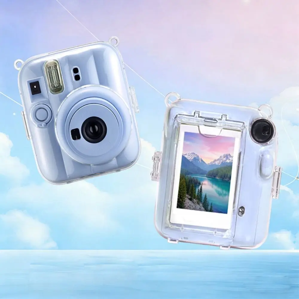 3 in 1 Instant Camera Case with Cartoon Sticker Adjustable Strap Photo Storage Shell Shockproof for Fujifilm Instax Mini 13