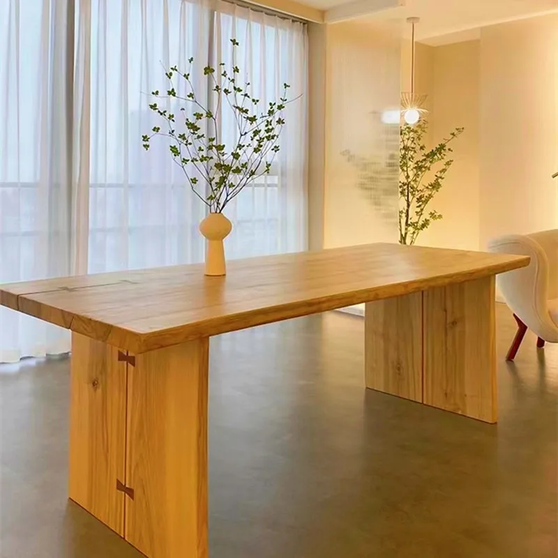 Ash wood double parcel large board dining table log workbench just talk about the desk solid wood table natural wind