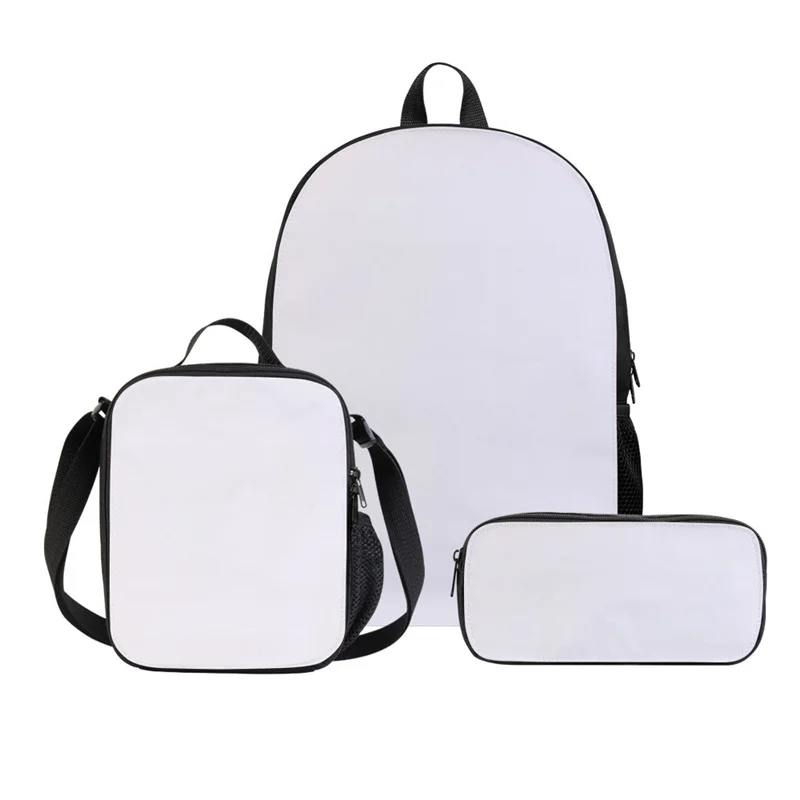 Stampa a sublimazione borsa da scuola vuota zaino Lunch Box borse a matita per studenti tre set bambini ragazzi ragazze Bookbag regalo