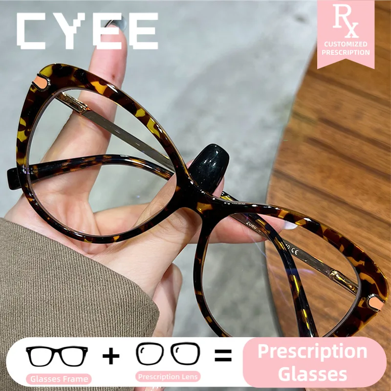 

CYEE кошачий глаз модные очки TR90 фотохромные очки для близорукости женские анти-синий свет индивидуальные оптические очки по рецепту