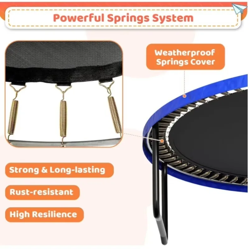 Commercial Grade Foldable Fitness Trampoline Safe Home Outdoor Durable Guard Sports Jumping For Kids