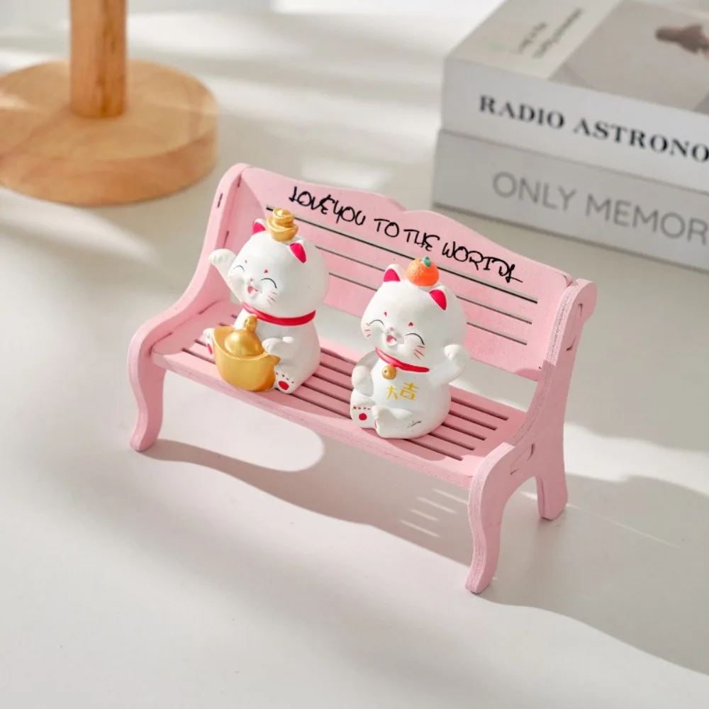 

2Pcs Wooden Doll Chairs Background Props Miniatures Small Bench Dollhouse Furniture Table Decor Mini Stool Office