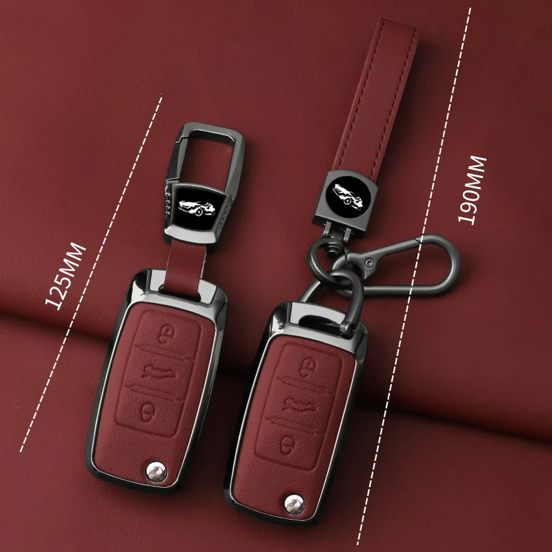 Metal Leather Car Key Case Cover For VW Volkswagen Polo Tiguan Passat B5 B6 B7 Golf 4 5 6 MK6 Jetta Lavida Skoda Octavia Seat