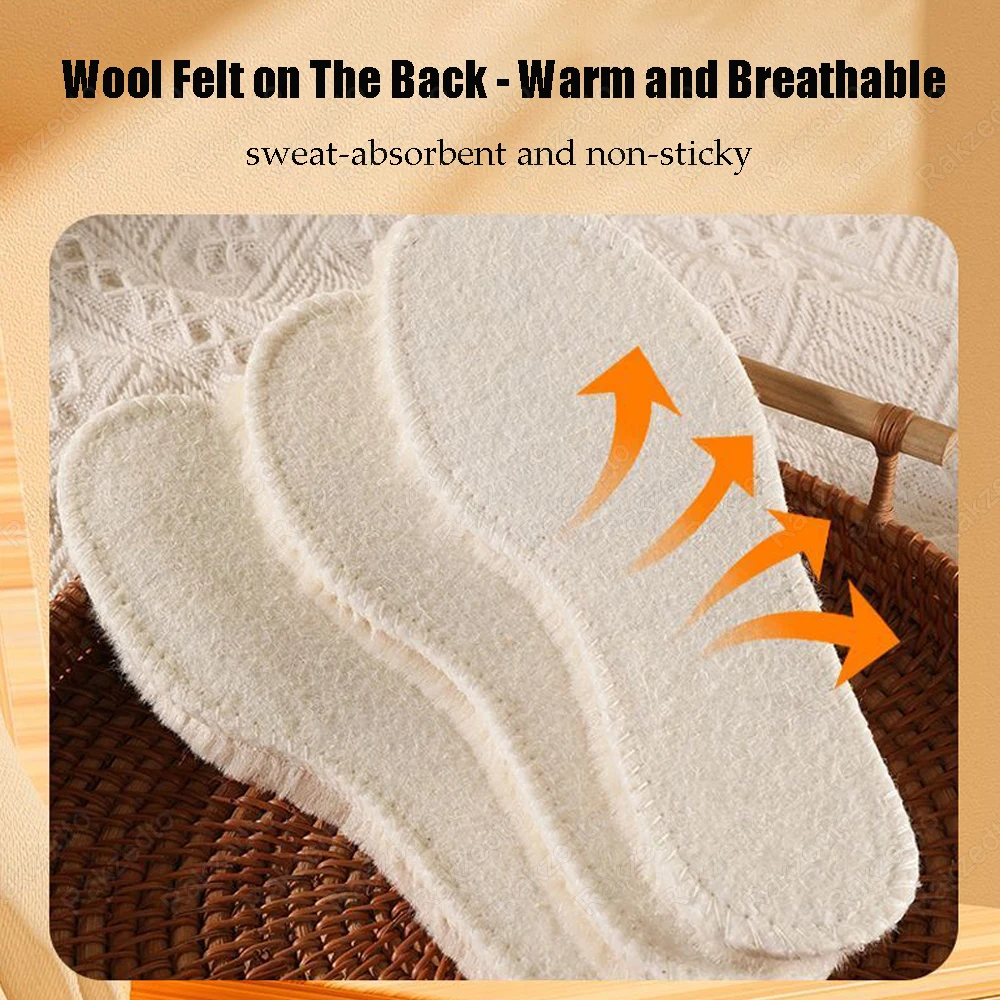 1/2Pairs Imitation Wool Warm Insoles for Boots Man Woman Thickened Fluffy Fleece Thermal Insoles for Shoes Winter Feet Warmers