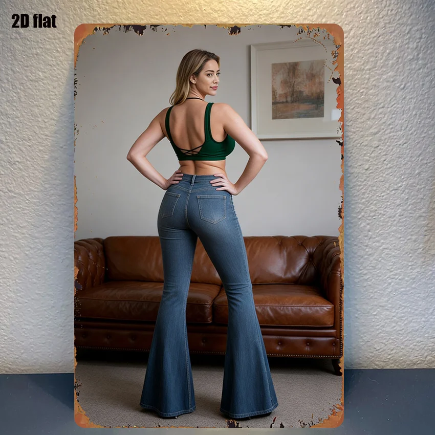 1pc Sign Vintage Jeans and Sofa Background Combo Pattern Classic Character Design, Vibrant Colors, Easy Wall Mounting for Bedroo