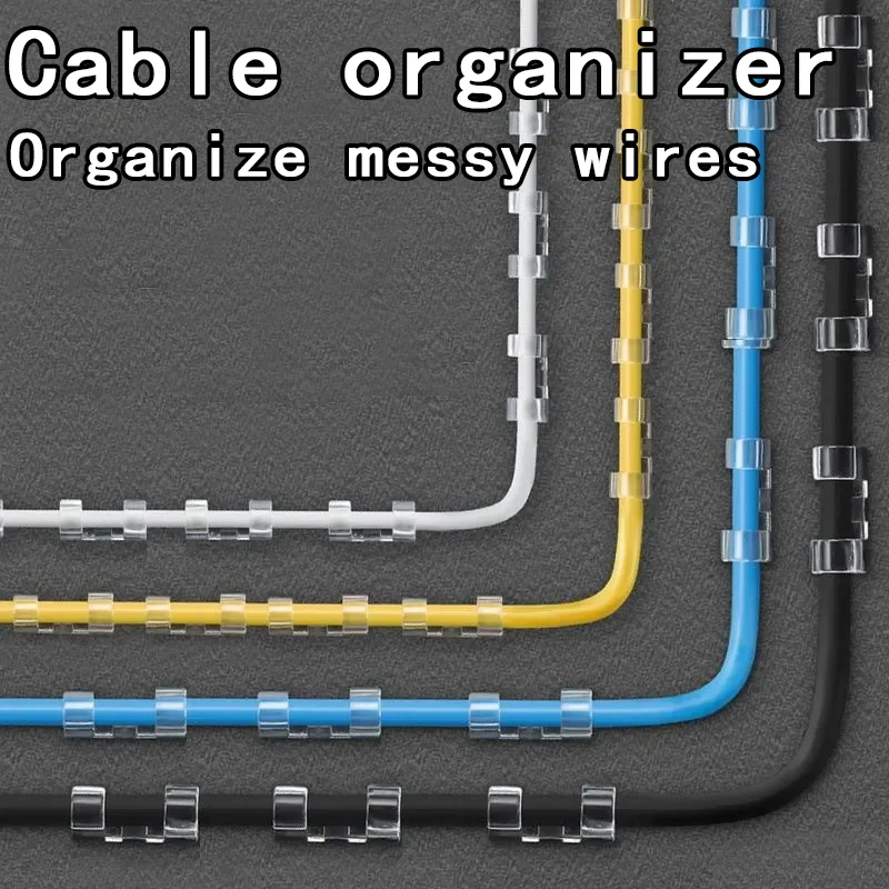 Self-Adhesive Clear Cable Clips Transparent Plastic Wire Holder Strong Adhesive Cord Clamp Desktop Wall Car Home Office TV PC Ca
