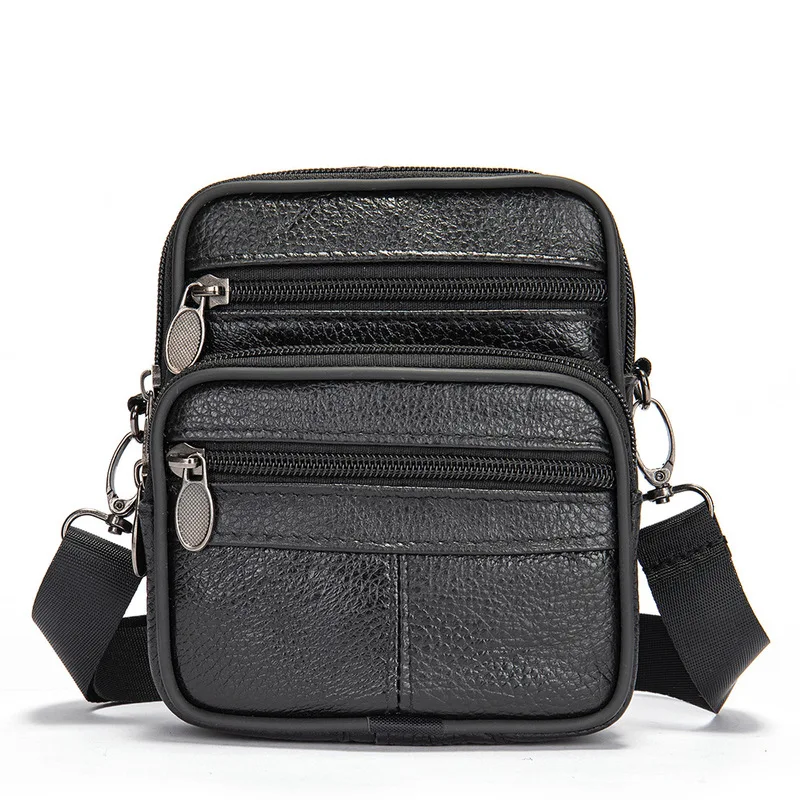 New men's single-shoulder bag, belt waist bag, men's cowhide crossbody bag, multi-functional business small handbag