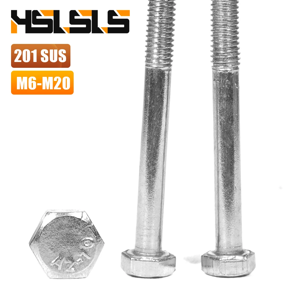 Hex Head Cap Half Thread External Screw Bolt 201 Stainless Stell M6 M8 M10 M12 M14 M16 M18 M20 Hexagon Drive Screw Bolt Fastener