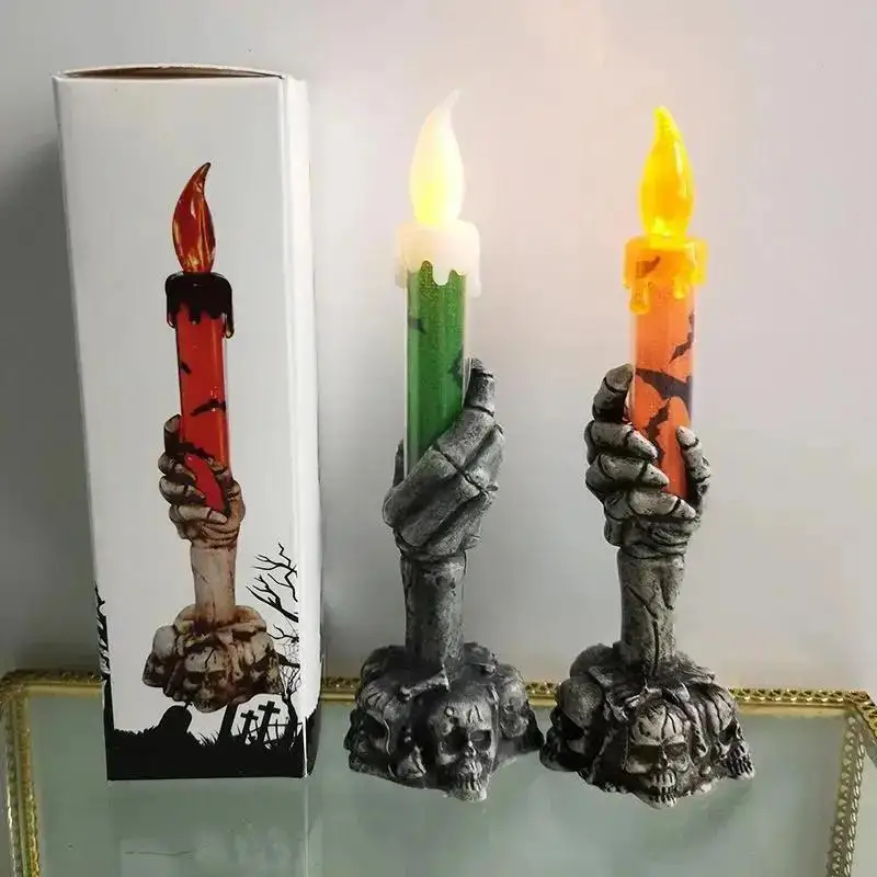 Vela LED verde y naranja para Halloween – Decoración festiva para mesas y bares - imagen 2