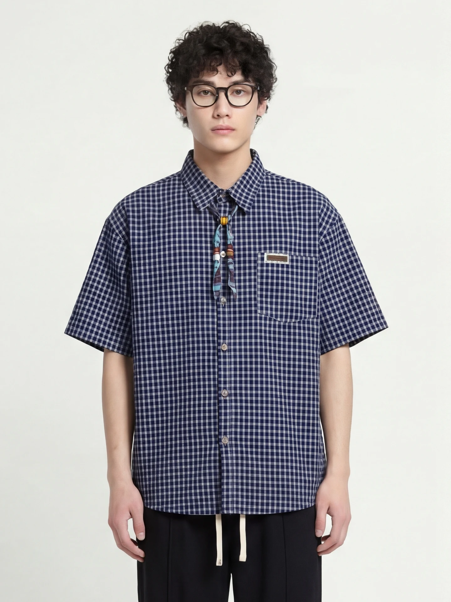 

Loose ex Plaid ort Sve irt Casual Design Breathable Cotton Summer Faion from Youth Daily Wear