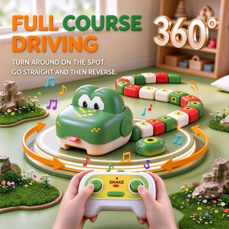 Children RC Magnetic Hungry Snake Toy Electric Remote Control Magnetic Devour Snake Car Interactive Battle Game Toys for Kids
