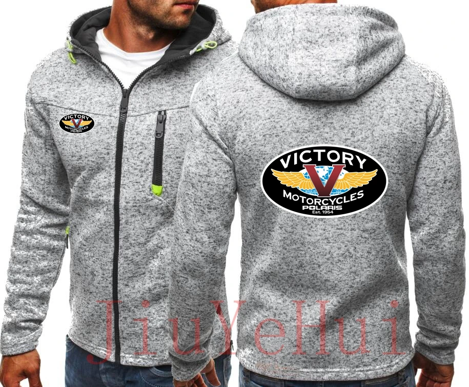 American Motorcycle Victory Polaris Tide Jacquard Hoodies Spring Casual Fleece Hoodies Sweatshirts Male Streetswear Coat Jackets