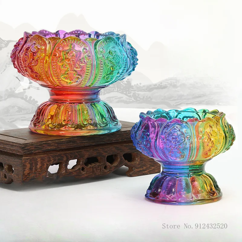 Candle Glass Supplies - Portalampada colorato con piedi alti fortunati,