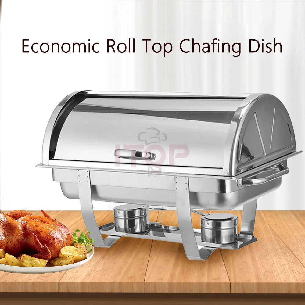 Luxury Buffet Chafing Dish In Dubai Stainless Steel Chef 9 Litre Food Warmer Roll Top Chafing Dish Buffet Stove Set