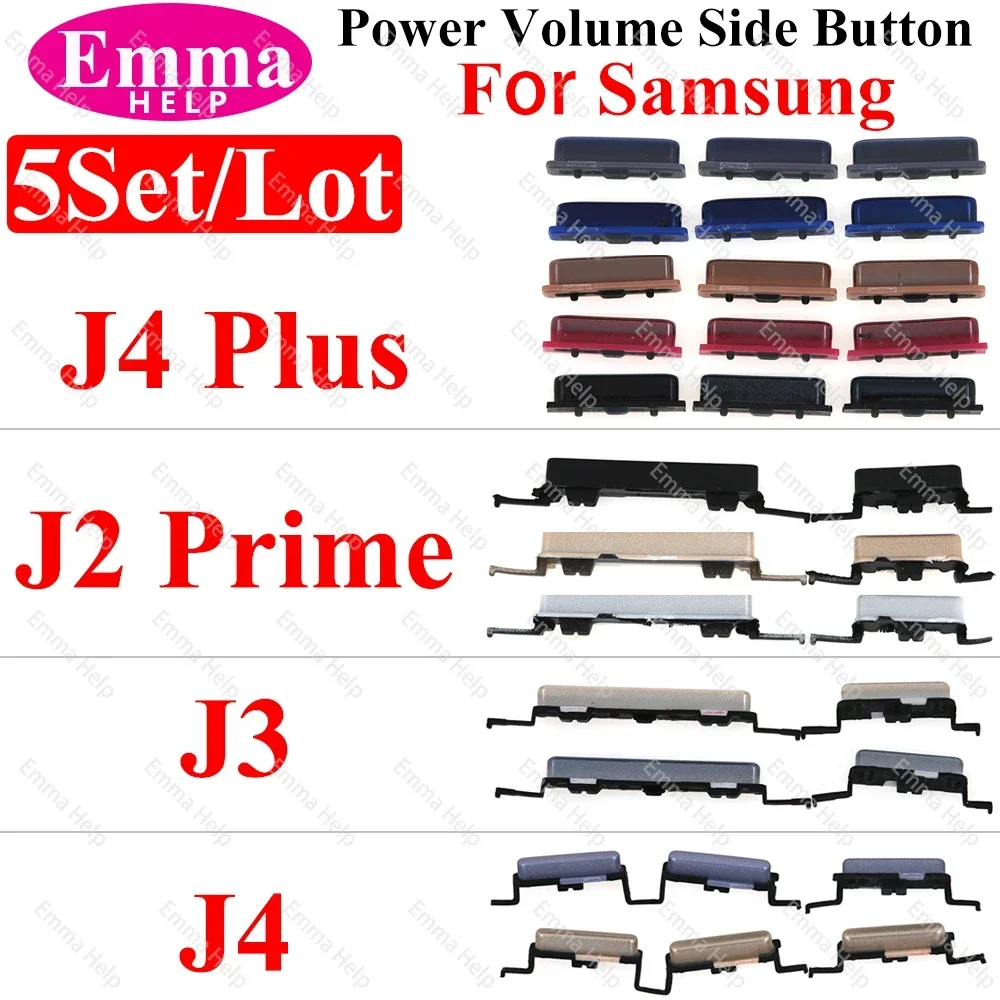 5pcs Volume Power Button Side Key For Samsung J2 Prime J3 J4 Plus J5 J7Power Volume On Off Up Down Housing Side Keys Repair Part