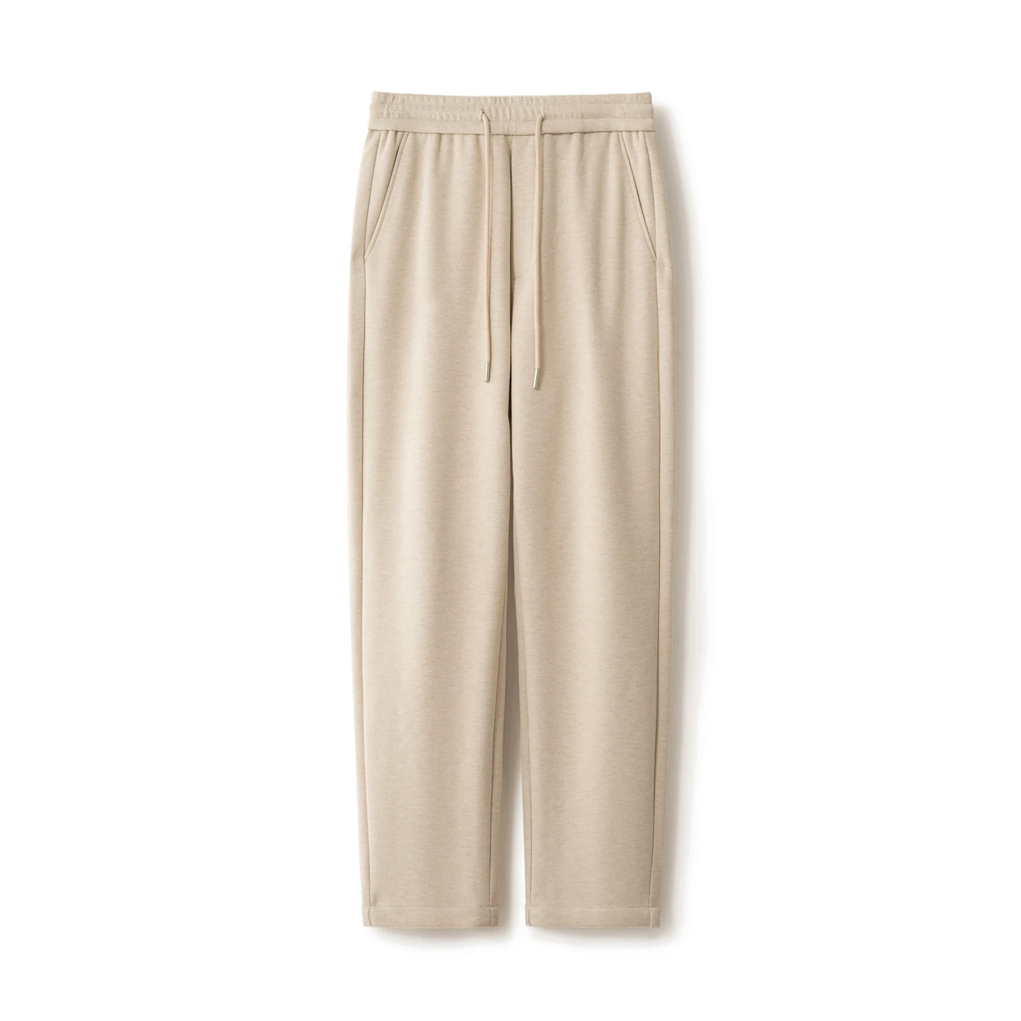 New Men Knitted Straight-leg Pants Silk Wool Blend Plane Thicken Pants Side Pocket Elastic Waist High quality Warmth Long Pants