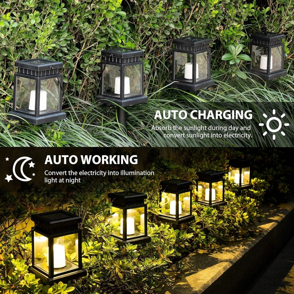 شمعة أضواء المناظر الطبيعية LED بالطاقة الشمسية مع حصة أرضية مقاومة للماء LED تعمل بالطاقة الشمسية IP44 تشغيل/إيقاف ضوء المناظر الطبيعية لساحة الحديقة الخارجية