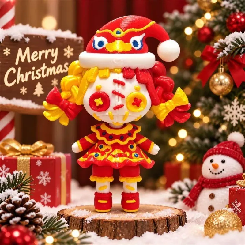 3DPrinted Articulated Doll Christmas Style Multi-joint Movable Action Figure Desktop Ornament Holiday Gift Collectible Model Toy