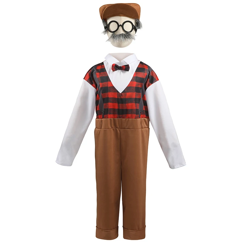 Boy 100 Days Of School Costume Little Old Man Jumpsuit With Attachment Cosplay Fancy Party Dress Carnival Halloween