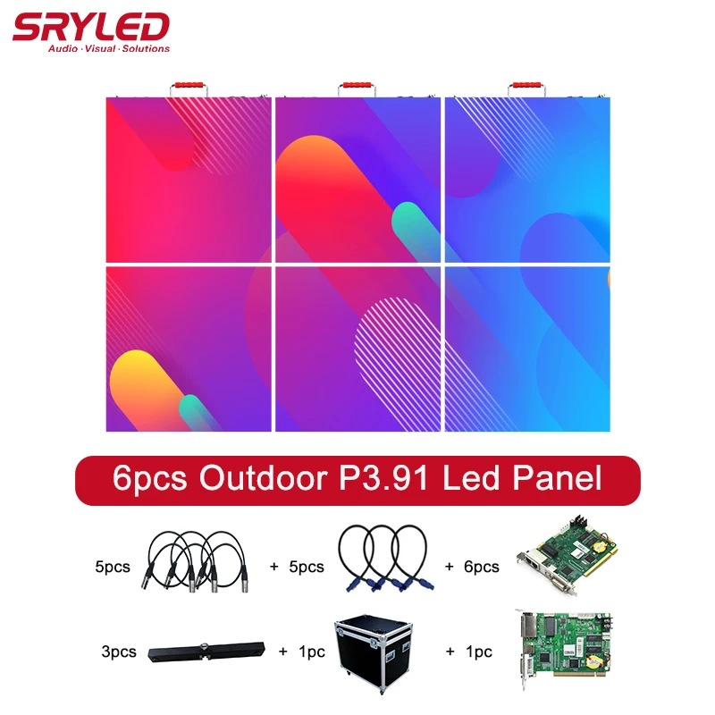 SRYLED Pantalla Led Outdoor P2.5 P2.6 P2.9 P3.91 500mm×500mm Waterpoof IP65 Video Wall Stage Church Backdrop LED Pixel Display