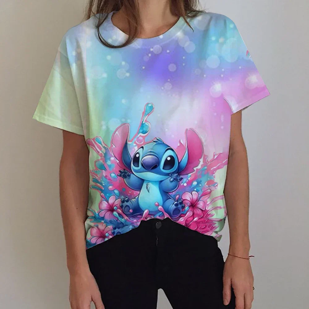 

2025 Disney Disney Fun Cartoon Cute and Comfortable pattern T-shirt for both men and women Hip-hop top T-shirt