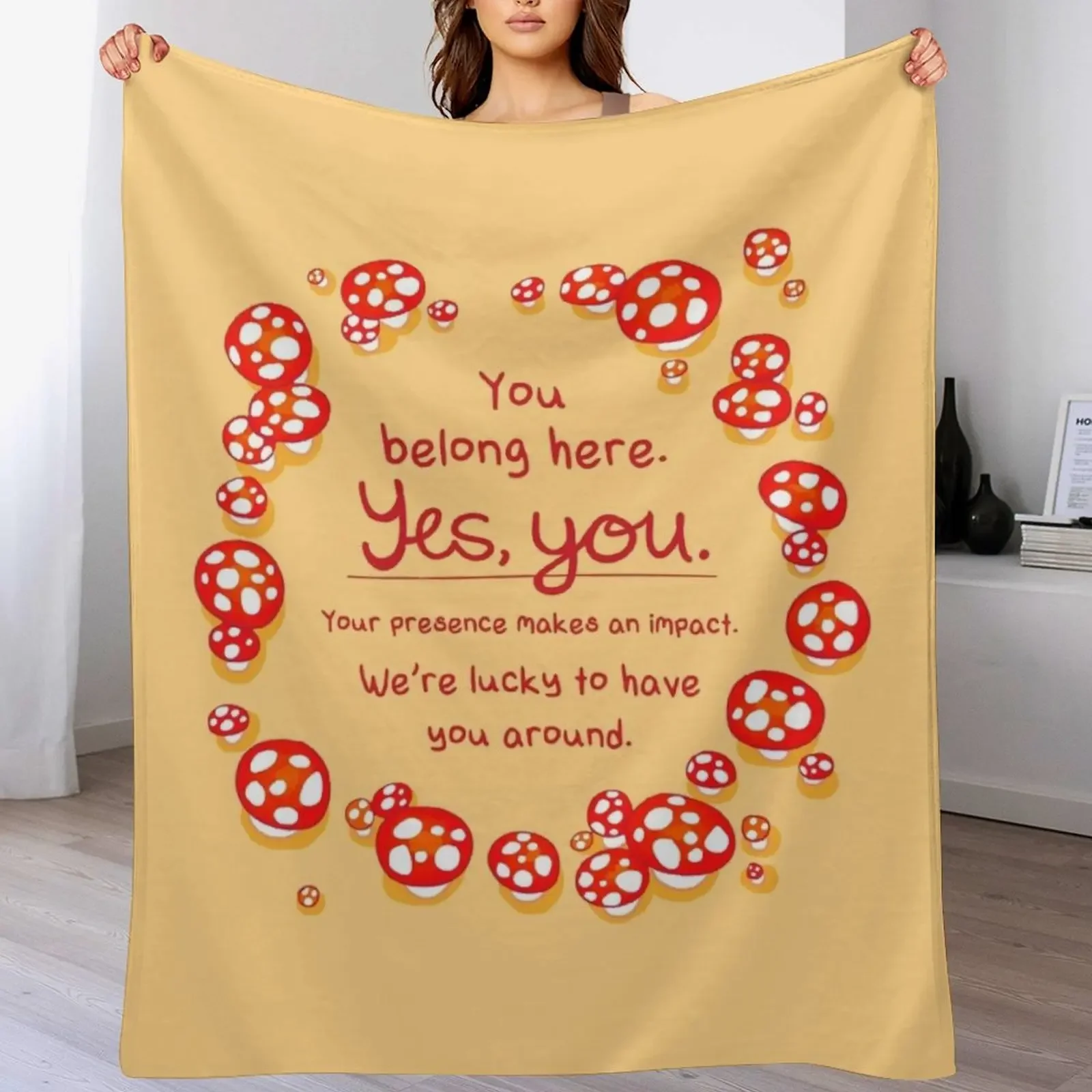 You Belong Here Mushroom Fairy Ring Throw Blanket wednesday Sleeping Bag Flannel Blankets