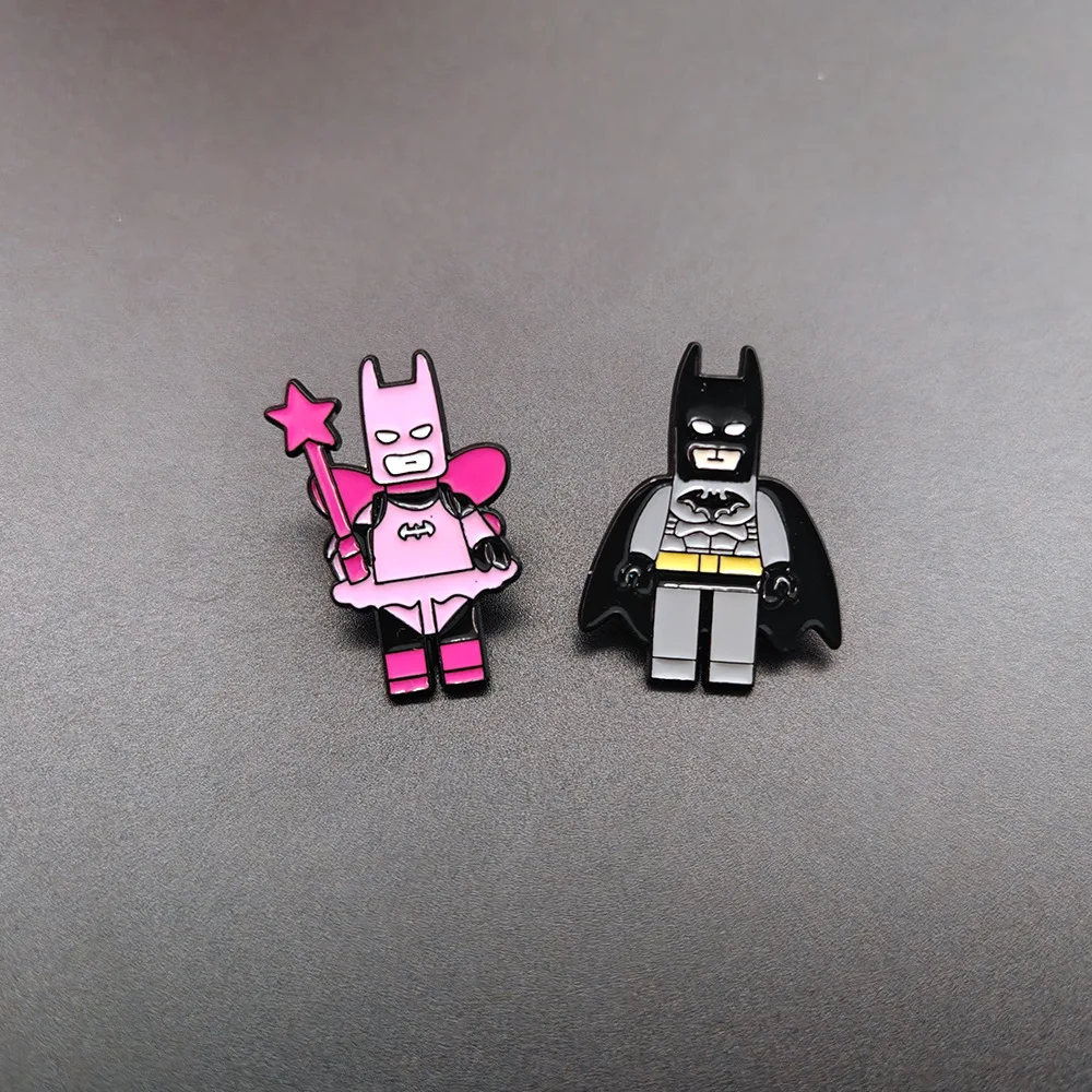 2 unids/set lindo Hada estrella rosa negro alfileres de murciélago broches esmaltados de Metal mochila insignia de solapa divertido regalo de joyería para niños amigos