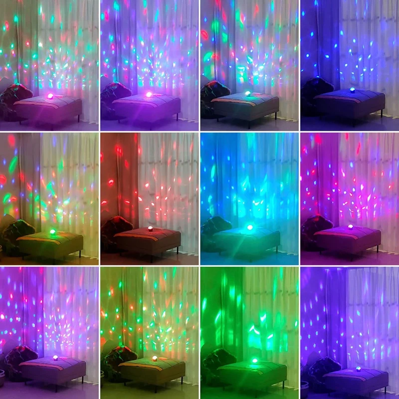 แบบพกพา Mini Disco Ball Light สําหรับงานปาร์ตี้, RGB DJ Strobe Light พร้อมรีโมทคอนโทรลและสาย USB, เปิดใช้งาน Stage Lights-AT64