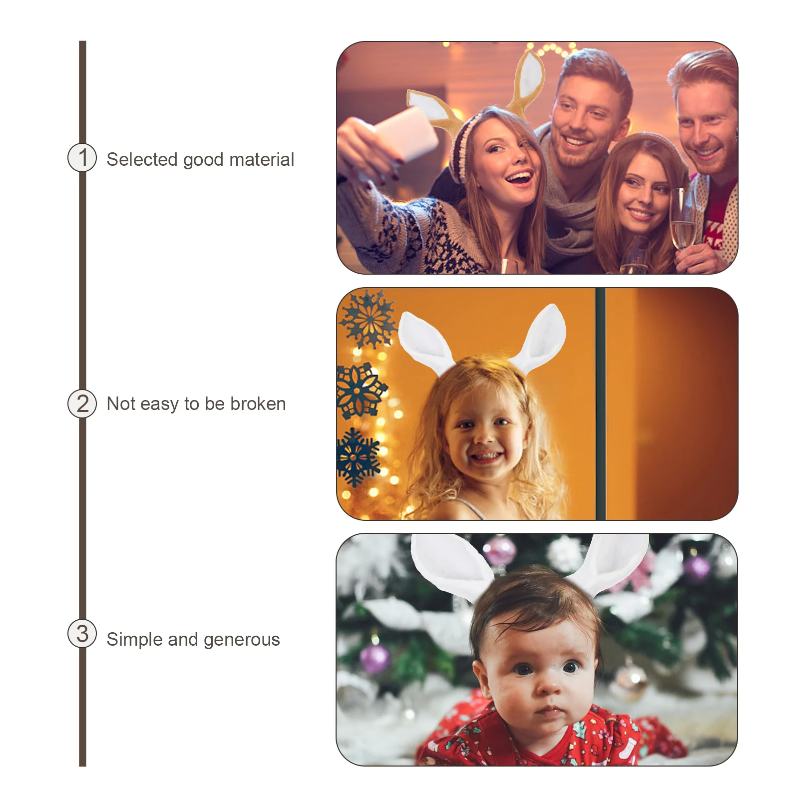 

2Pairs Deer Horn Headwear Premium Imitation Deer Ear Decor for Carnival Party Xmas Festival DIY Headdress Prop Accessory