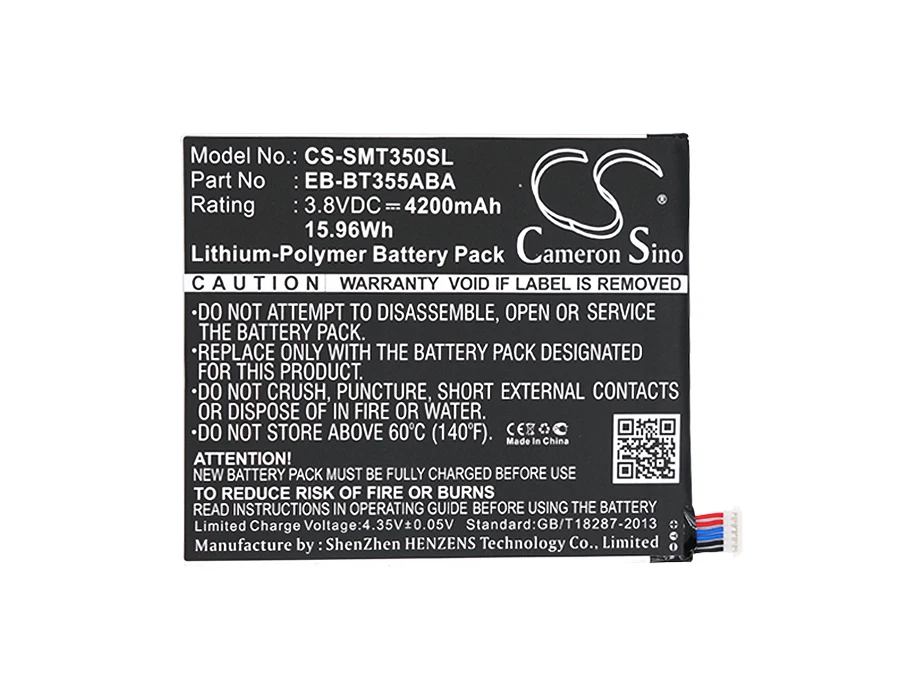 Tablet Battery For  Samsung EB-BT355ABA SM-T350  Galaxy Tab A 8.0  Volts 3.8 Capacity 4200mAh / 15.96Wh