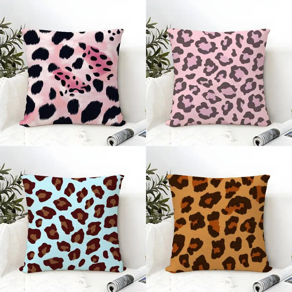 Classic Leopard Print Cushion Cover Eco Linen Pillow Case Double-Sided Print Breathable Durable Zipper Home Decor Gift