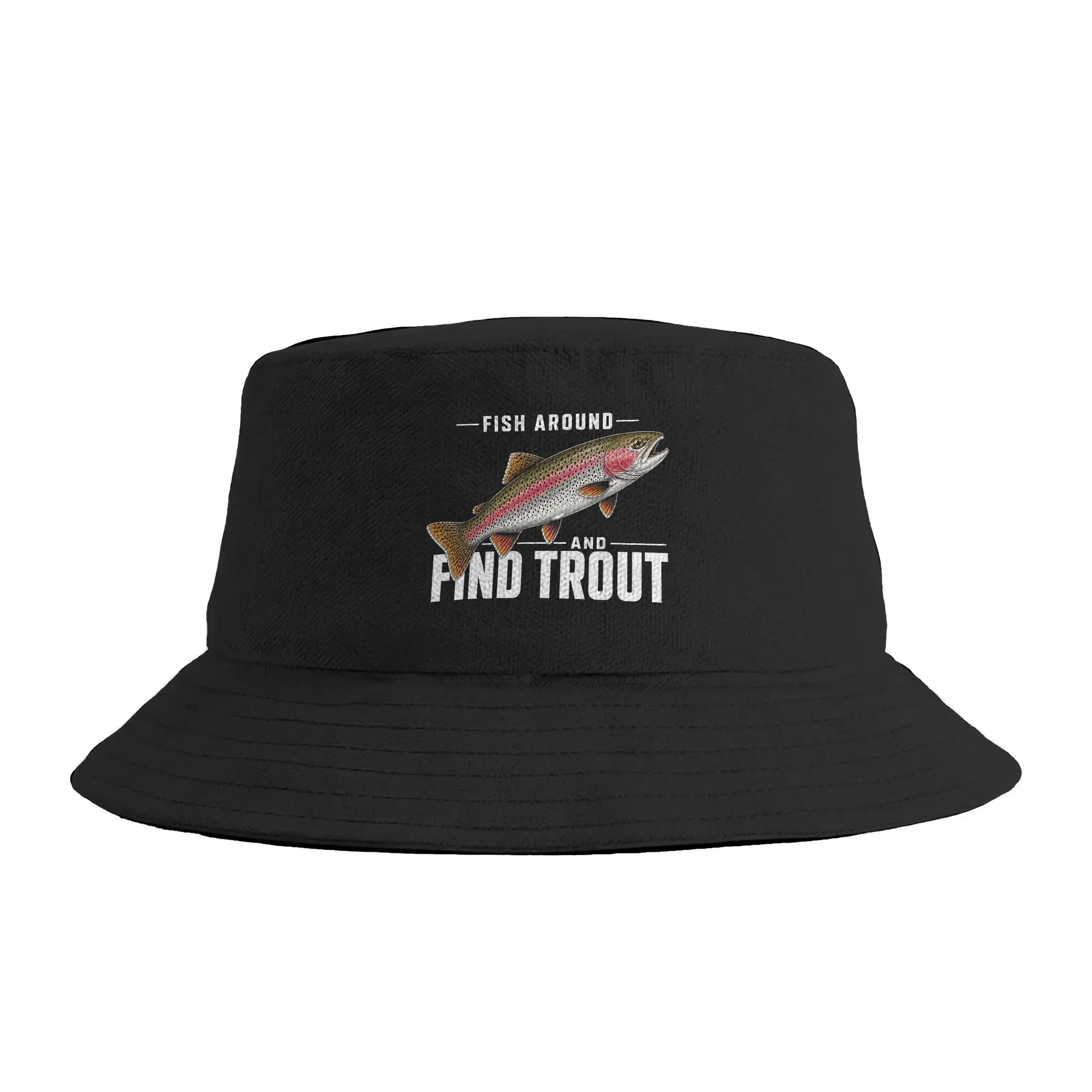 Couple Funny Fish Around and Find Trout Rainbow Trout Fishing Bucket Hat  Foldable Fisherman Hats Spring Fashion Beach Caps