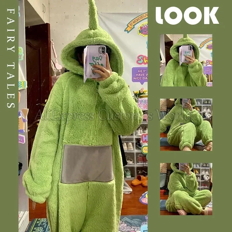 Anime Tele Home Sleepwear Baby Tubbies Cosplay Costume For Men Women Boys GirlsLong Sleeves Soft Couple Pajamas Clothes Party