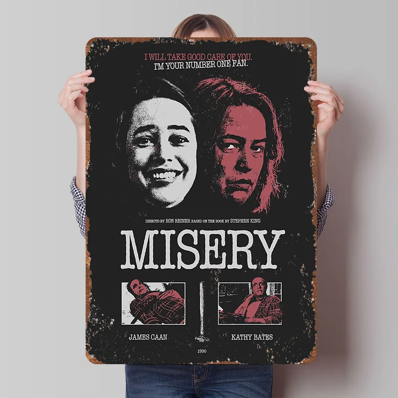 Misery Movie Poster Customized Vintage Metal Signs Wall Art Retro Tin Plaque for Bedroom Decoration Gaming Office Decor Room